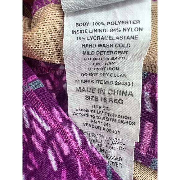 L.L. Bean Purple One Piece Swimsuit UPF 50+ Sun Protection Women's Size 14 Reg - Picture 8 of 9